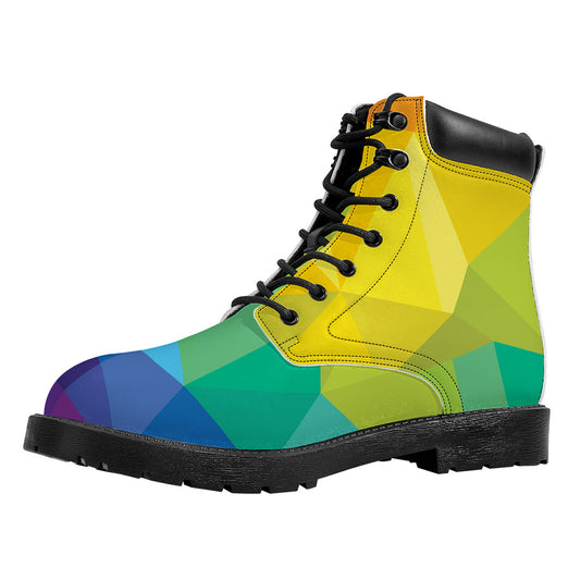 Rainbow Polygonal Geometric Print Work Boots