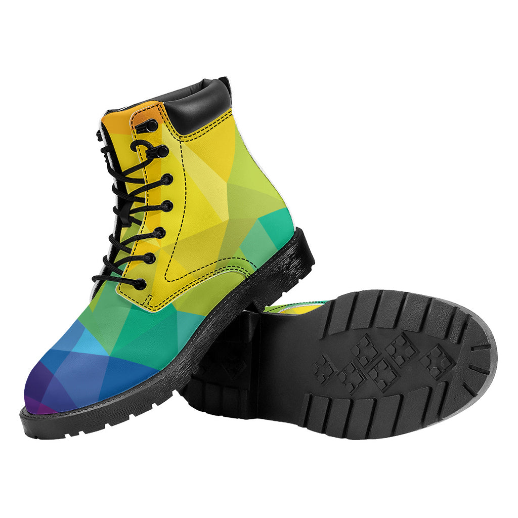 Rainbow Polygonal Geometric Print Work Boots