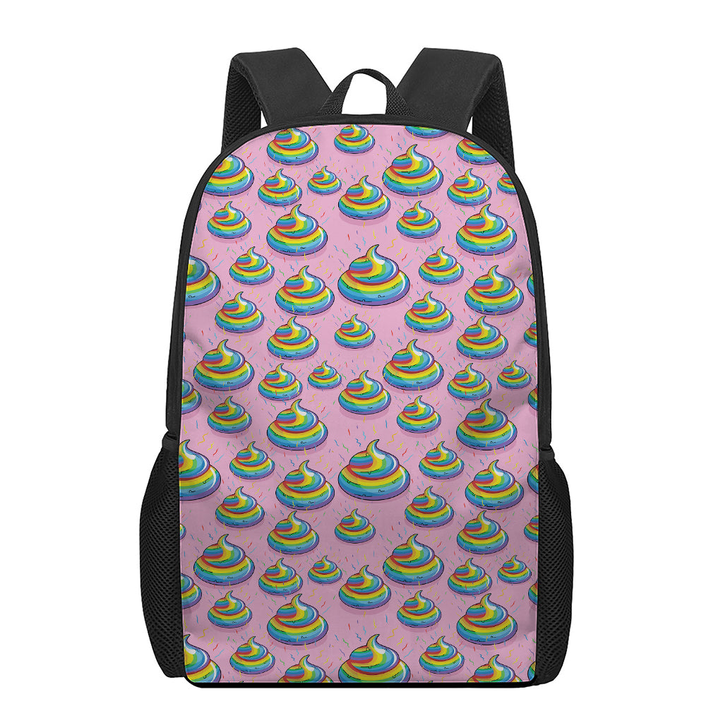 Rainbow Poop Pattern Print 17 Inch Backpack