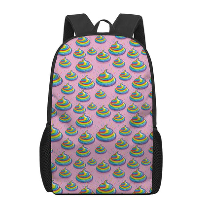 Rainbow Poop Pattern Print 17 Inch Backpack