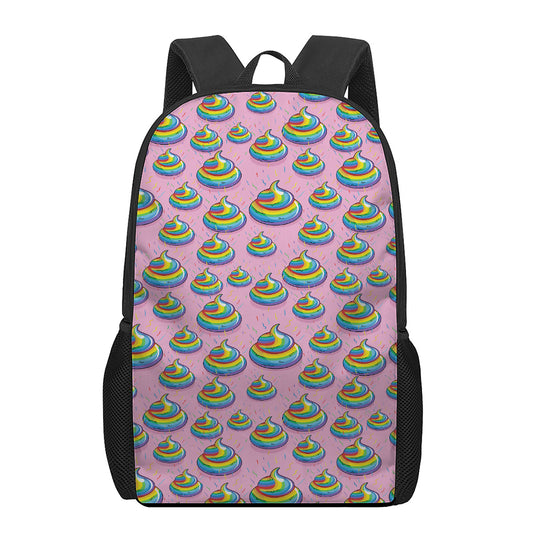 Rainbow Poop Pattern Print 17 Inch Backpack