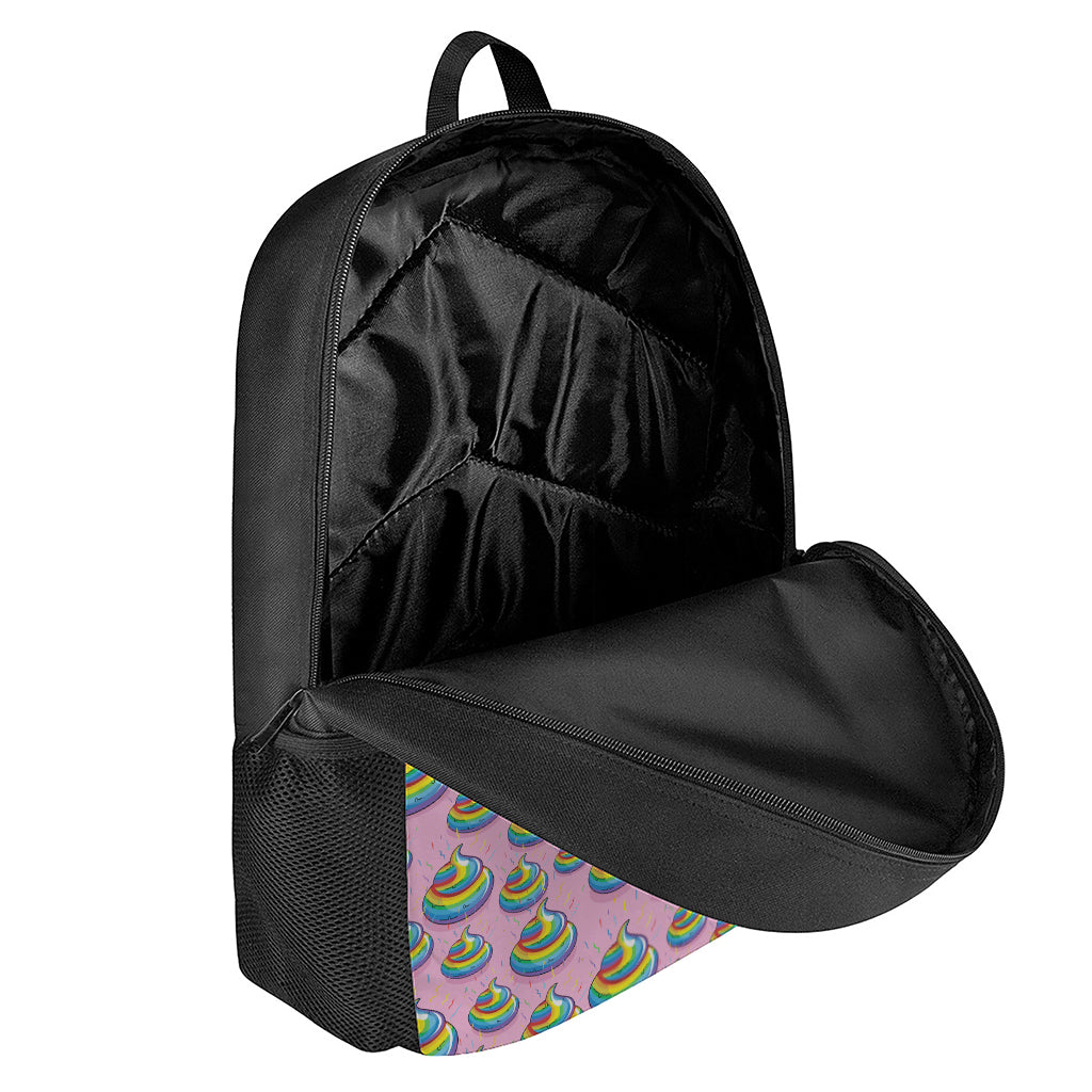 Rainbow Poop Pattern Print 17 Inch Backpack