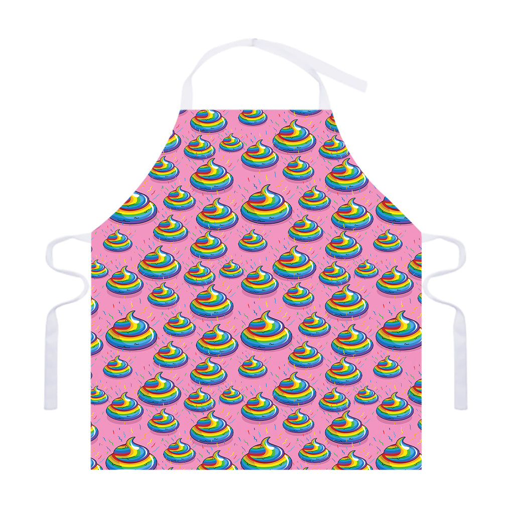 Rainbow Poop Pattern Print Adjustable Apron