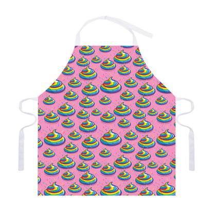 Rainbow Poop Pattern Print Adjustable Apron