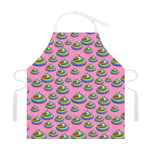 Rainbow Poop Pattern Print Adjustable Apron