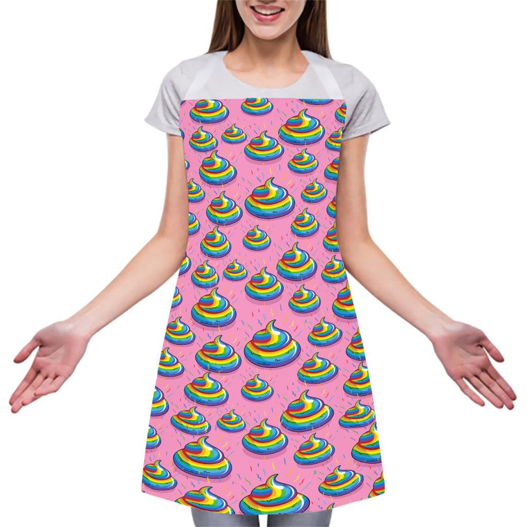 Rainbow Poop Pattern Print Adjustable Apron