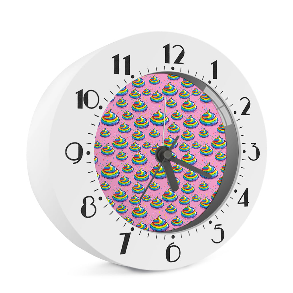 Rainbow Poop Pattern Print Alarm Clock