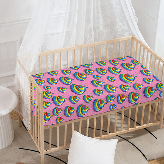 Rainbow Poop Pattern Print Baby Crib Sheet