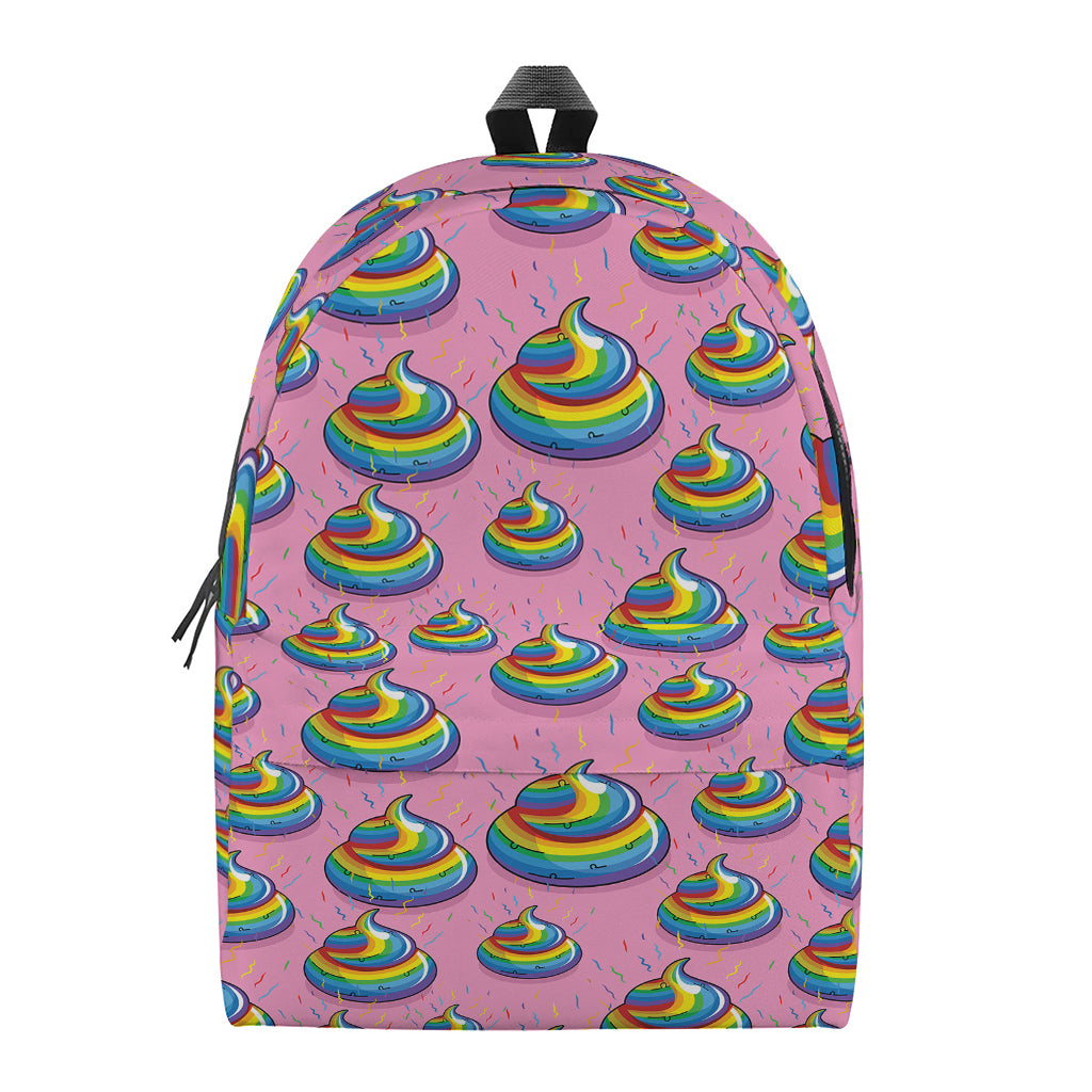Rainbow Poop Pattern Print Backpack