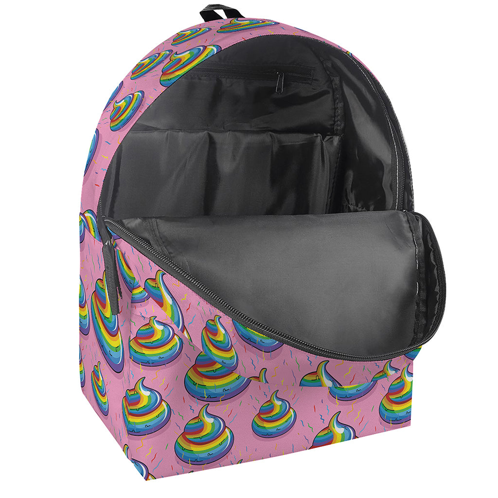 Rainbow Poop Pattern Print Backpack