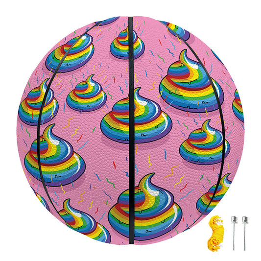 Rainbow Poop Pattern Print Basketball