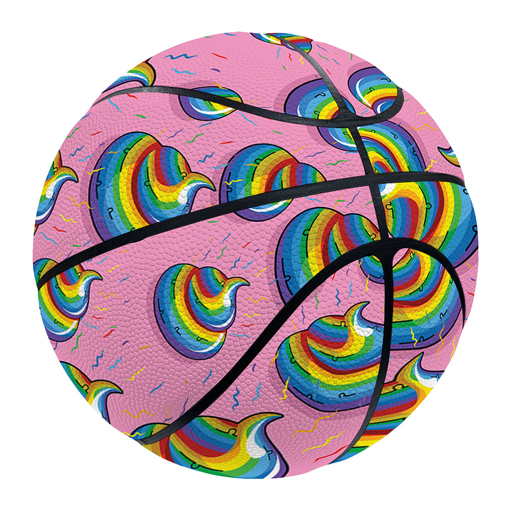 Rainbow Poop Pattern Print Basketball