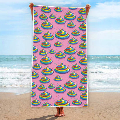 Rainbow Poop Pattern Print Beach Towel