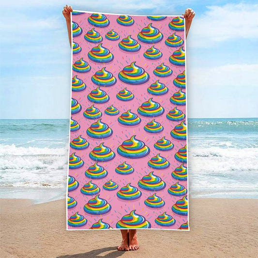 Rainbow Poop Pattern Print Beach Towel