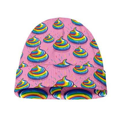 Rainbow Poop Pattern Print Beanie