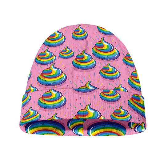 Rainbow Poop Pattern Print Beanie