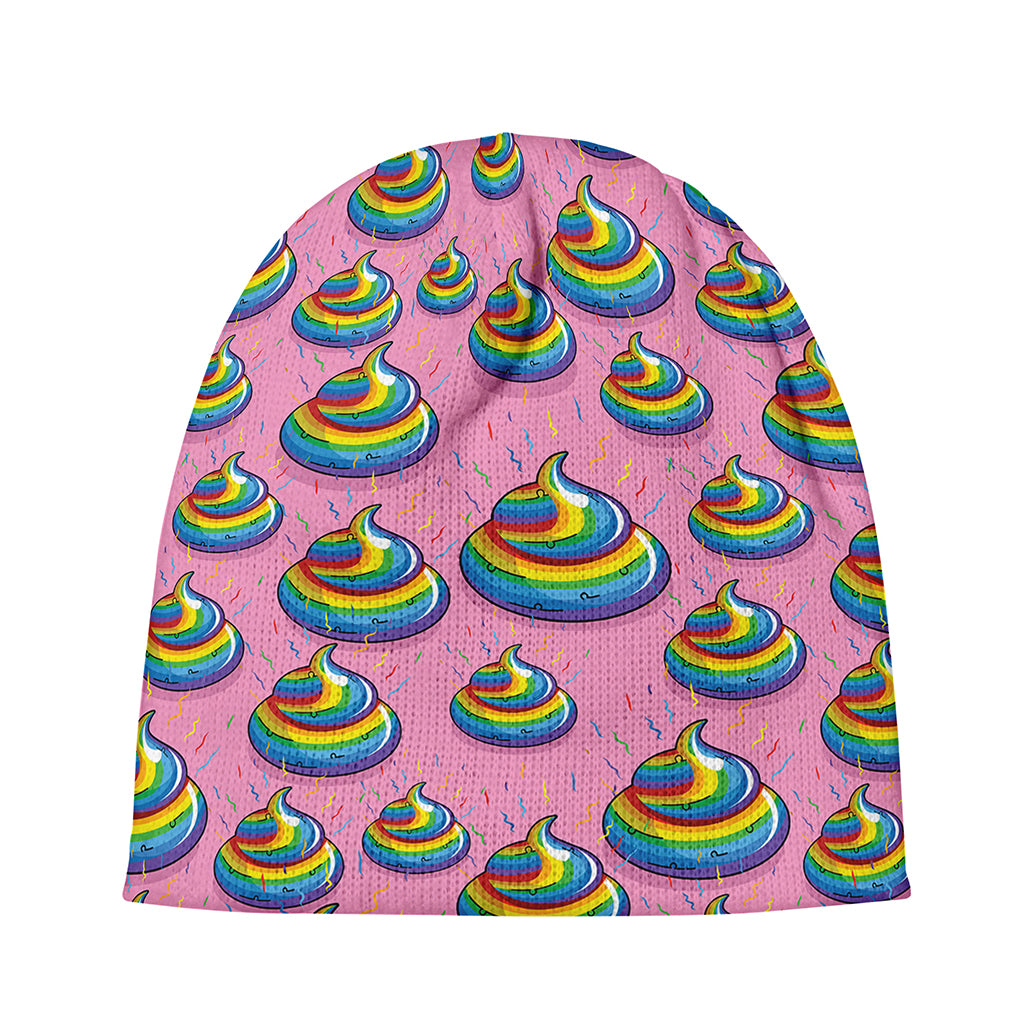 Rainbow Poop Pattern Print Beanie