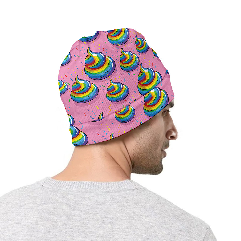 Rainbow Poop Pattern Print Beanie