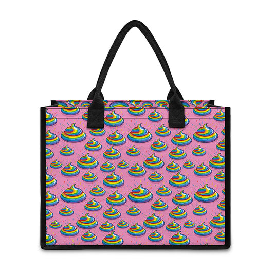 Rainbow Poop Pattern Print Canvas Tote Bag