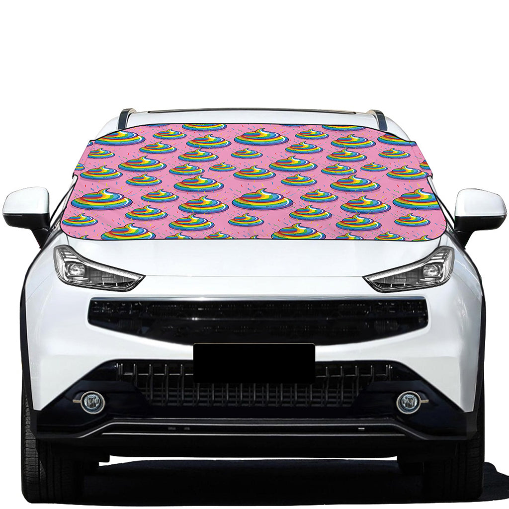 Rainbow Poop Pattern Print Car Windshield Snow Cover