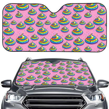 Rainbow Poop Pattern Print Car Windshield Sun Shade