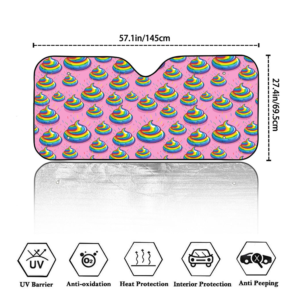 Rainbow Poop Pattern Print Car Windshield Sun Shade