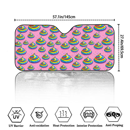 Rainbow Poop Pattern Print Car Windshield Sun Shade