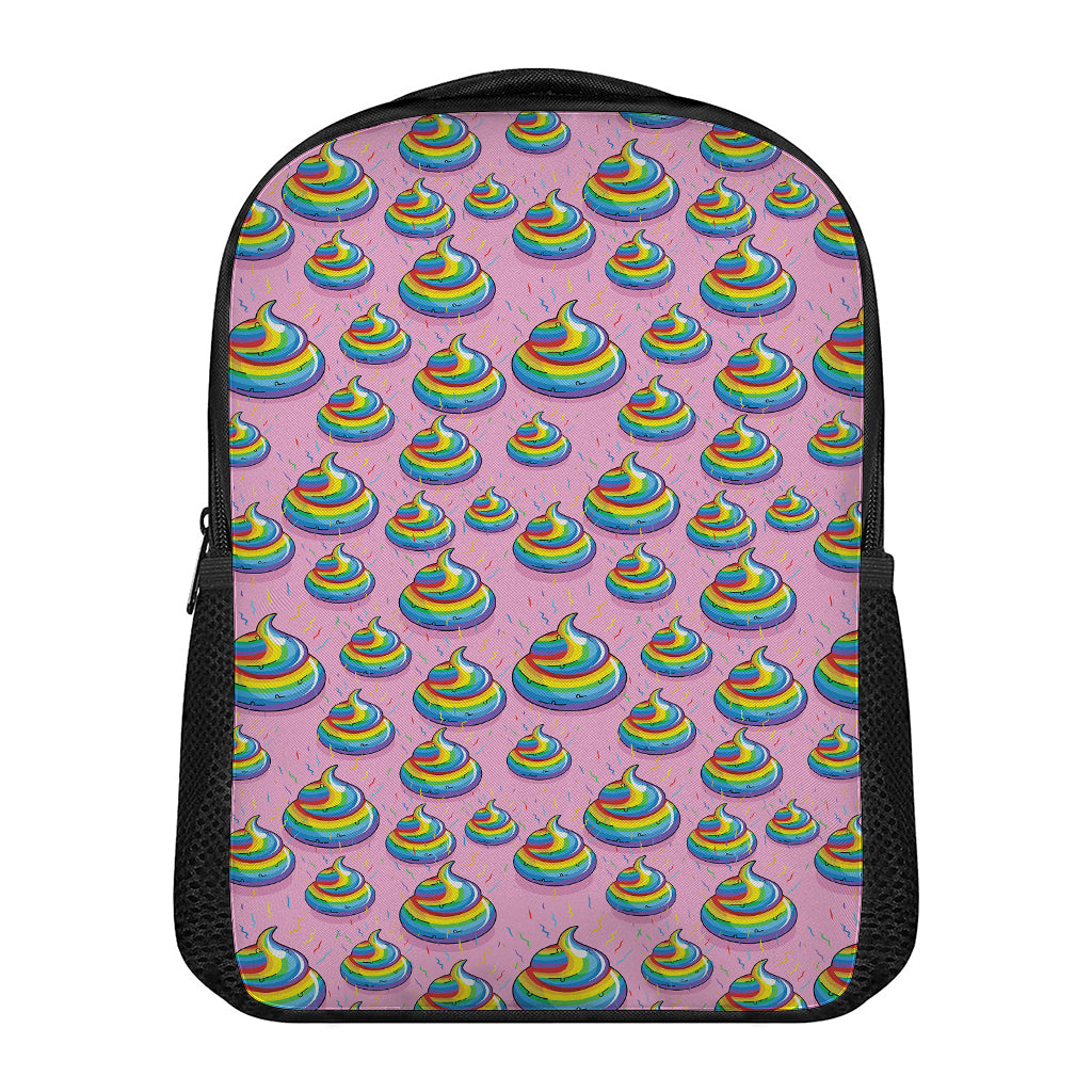 Rainbow Poop Pattern Print Casual Backpack