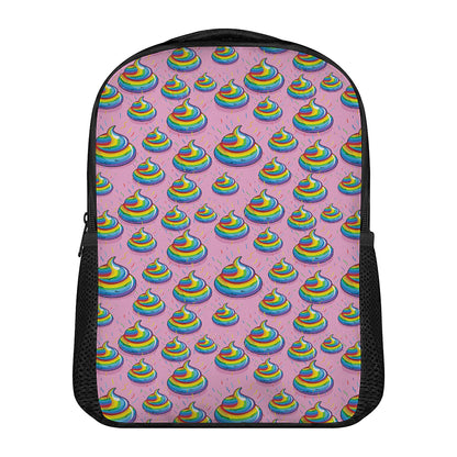 Rainbow Poop Pattern Print Casual Backpack