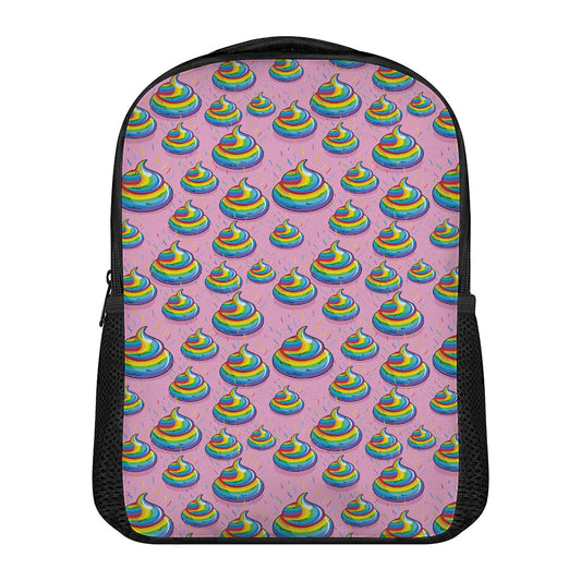Rainbow Poop Pattern Print Casual Backpack