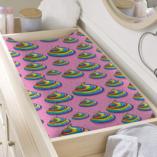 Rainbow Poop Pattern Print Changing Pad Cover