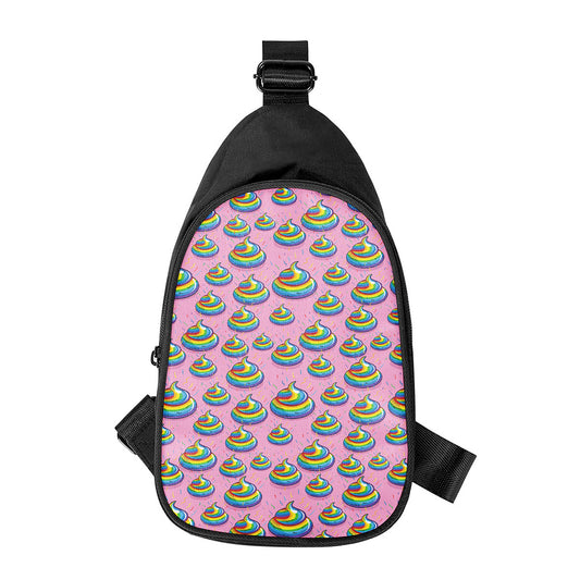 Rainbow Poop Pattern Print Chest Bag