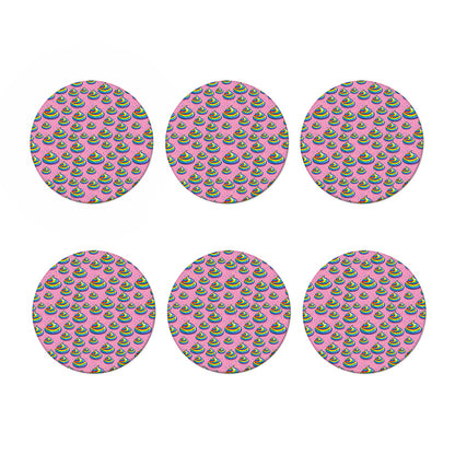 Rainbow Poop Pattern Print Coaster Set