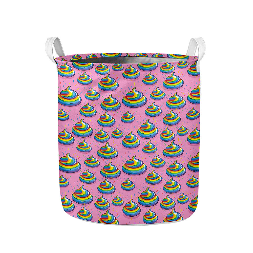 Rainbow Poop Pattern Print Collapsible Laundry Basket