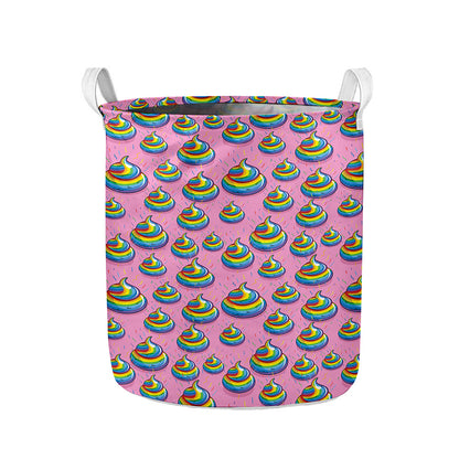 Rainbow Poop Pattern Print Collapsible Laundry Basket