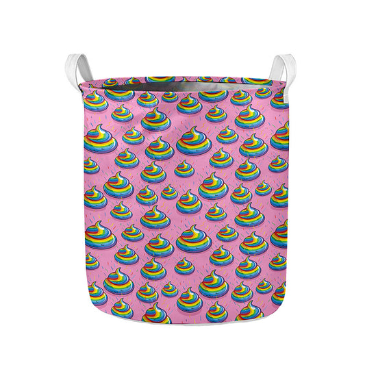 Rainbow Poop Pattern Print Collapsible Laundry Basket