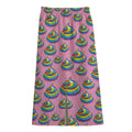 Rainbow Poop Pattern Print Cotton Front Slit Maxi Skirt