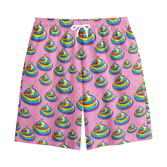 Rainbow Poop Pattern Print Cotton Shorts