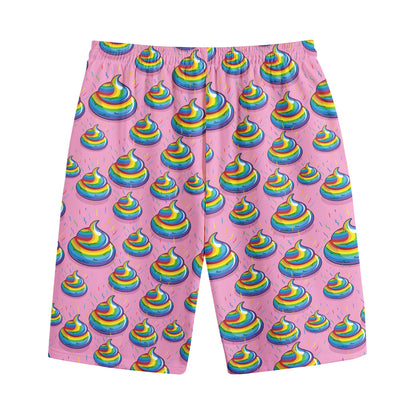 Rainbow Poop Pattern Print Cotton Shorts