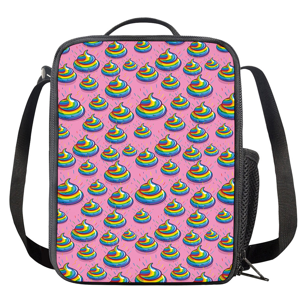Rainbow Poop Pattern Print Crossbody Lunch Bag