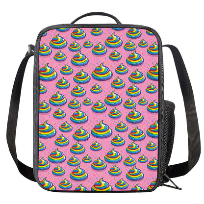 Rainbow Poop Pattern Print Crossbody Lunch Bag