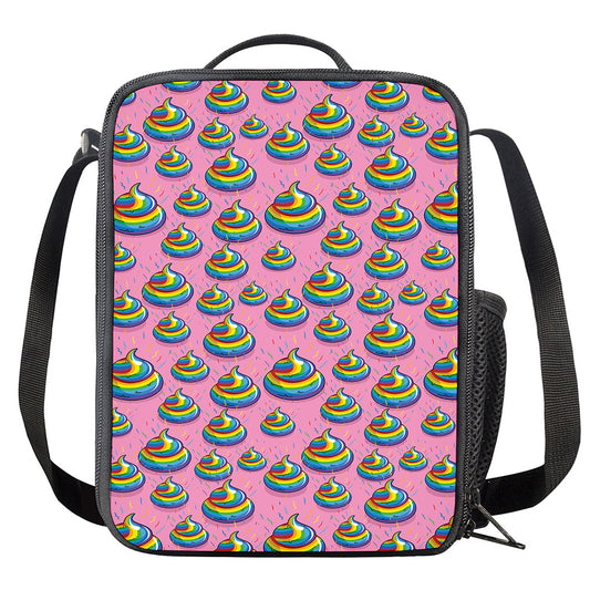 Rainbow Poop Pattern Print Crossbody Lunch Bag