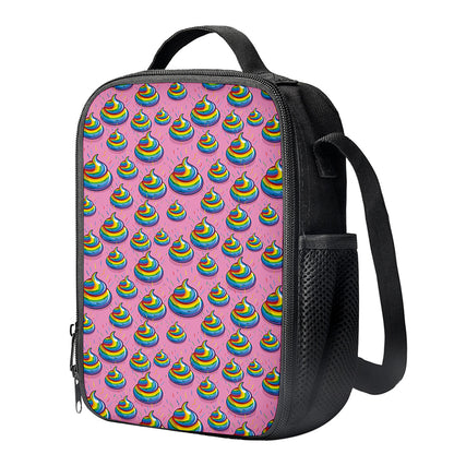Rainbow Poop Pattern Print Crossbody Lunch Bag