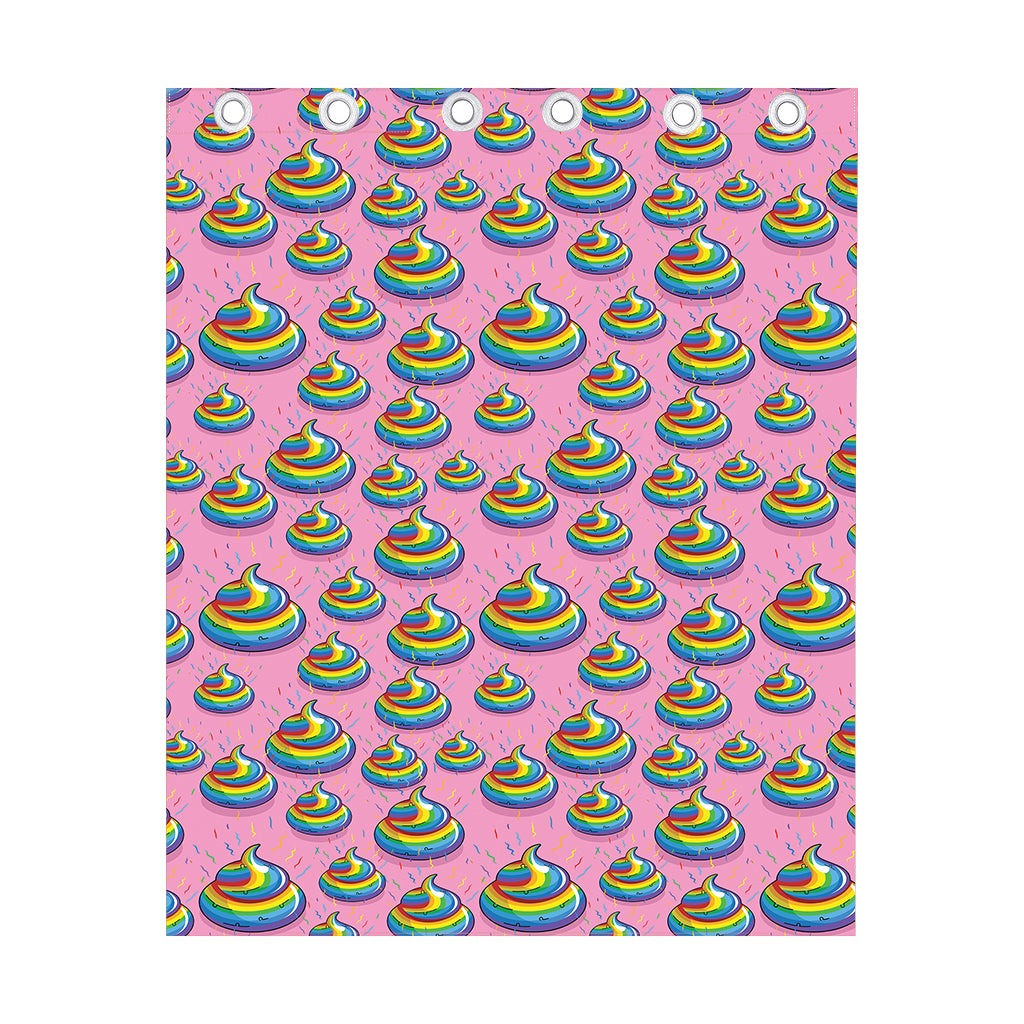 Rainbow Poop Pattern Print Curtain