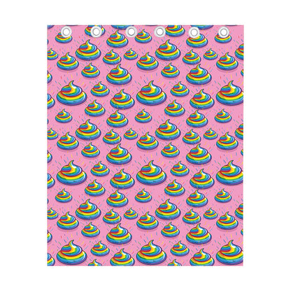 Rainbow Poop Pattern Print Curtain