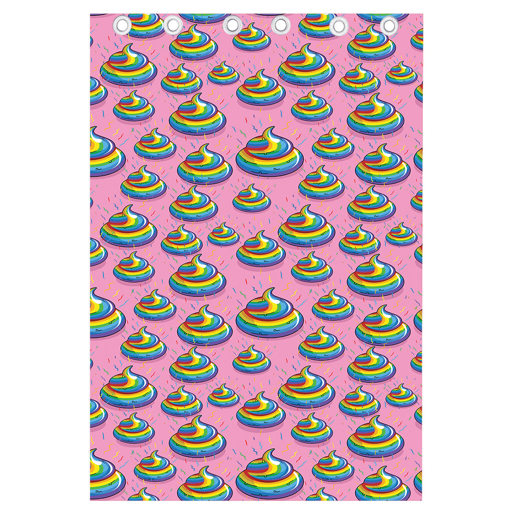 Rainbow Poop Pattern Print Curtain
