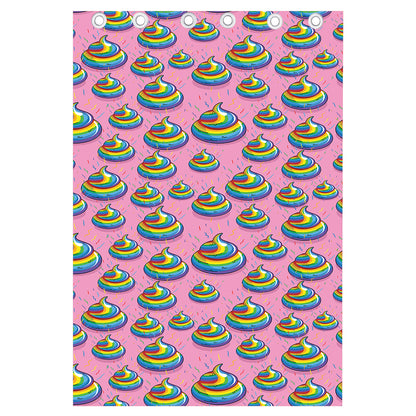 Rainbow Poop Pattern Print Curtain