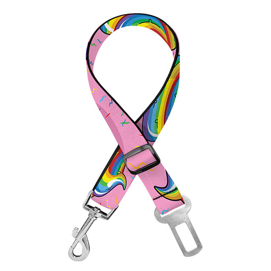 Rainbow Poop Pattern Print Dog Seat Belt