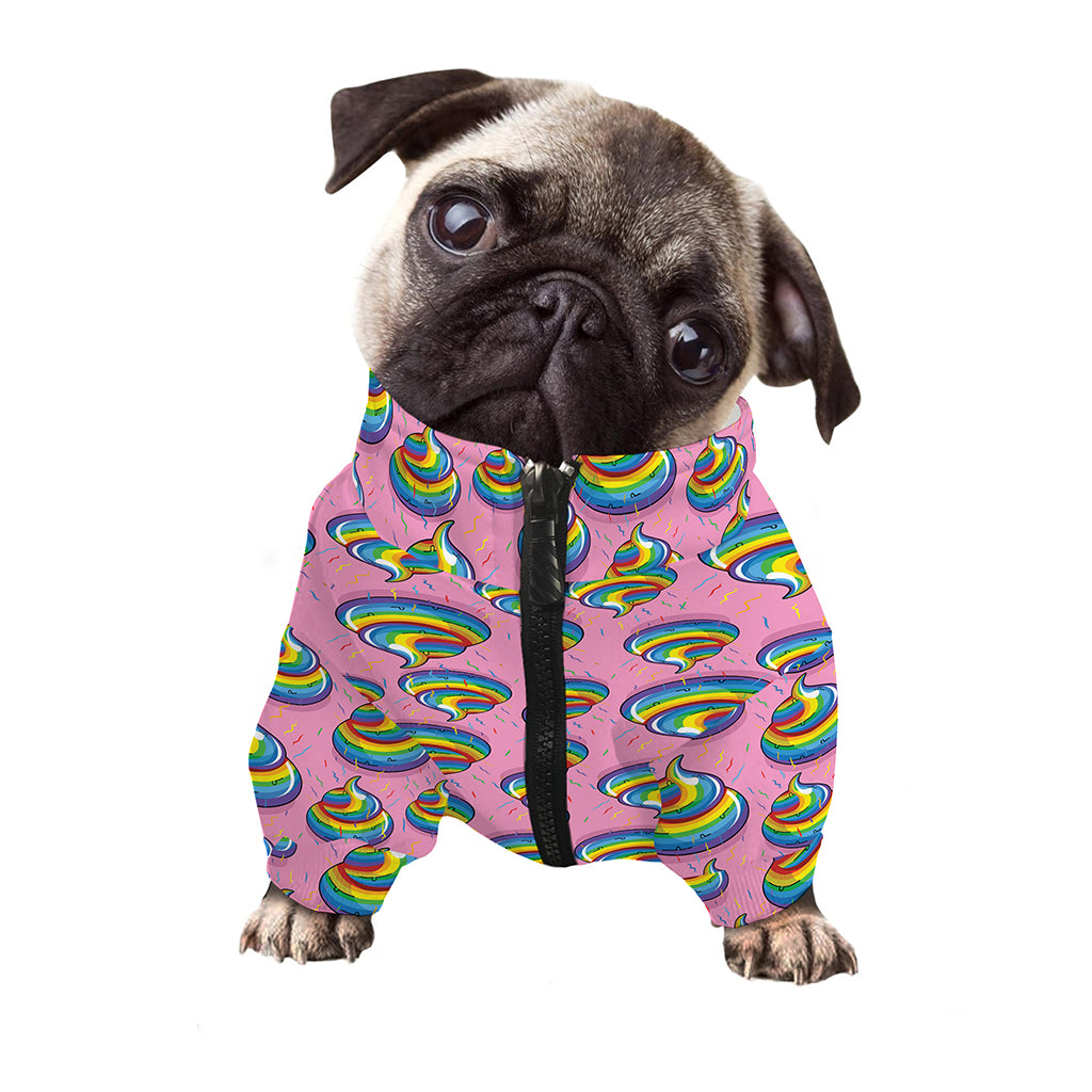 Rainbow Poop Pattern Print Dog Zip Up Jacket