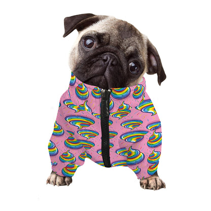 Rainbow Poop Pattern Print Dog Zip Up Jacket